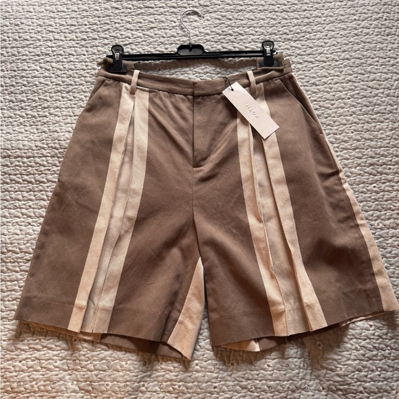 KOTN Pants - KOTN - NWT Linen-cotton blend, Taupe and Cream Bermudas